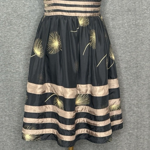 Burlapp Anthropologie Silk Dandelion Wish Black Brown Dress Womens Size 0 - Picture 3 of 9